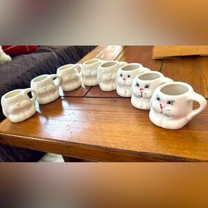 🐰 Miniature Easter Bunny Head Mugs, Vintage Rabbit Cups (Set Of 8) RARE 🐰